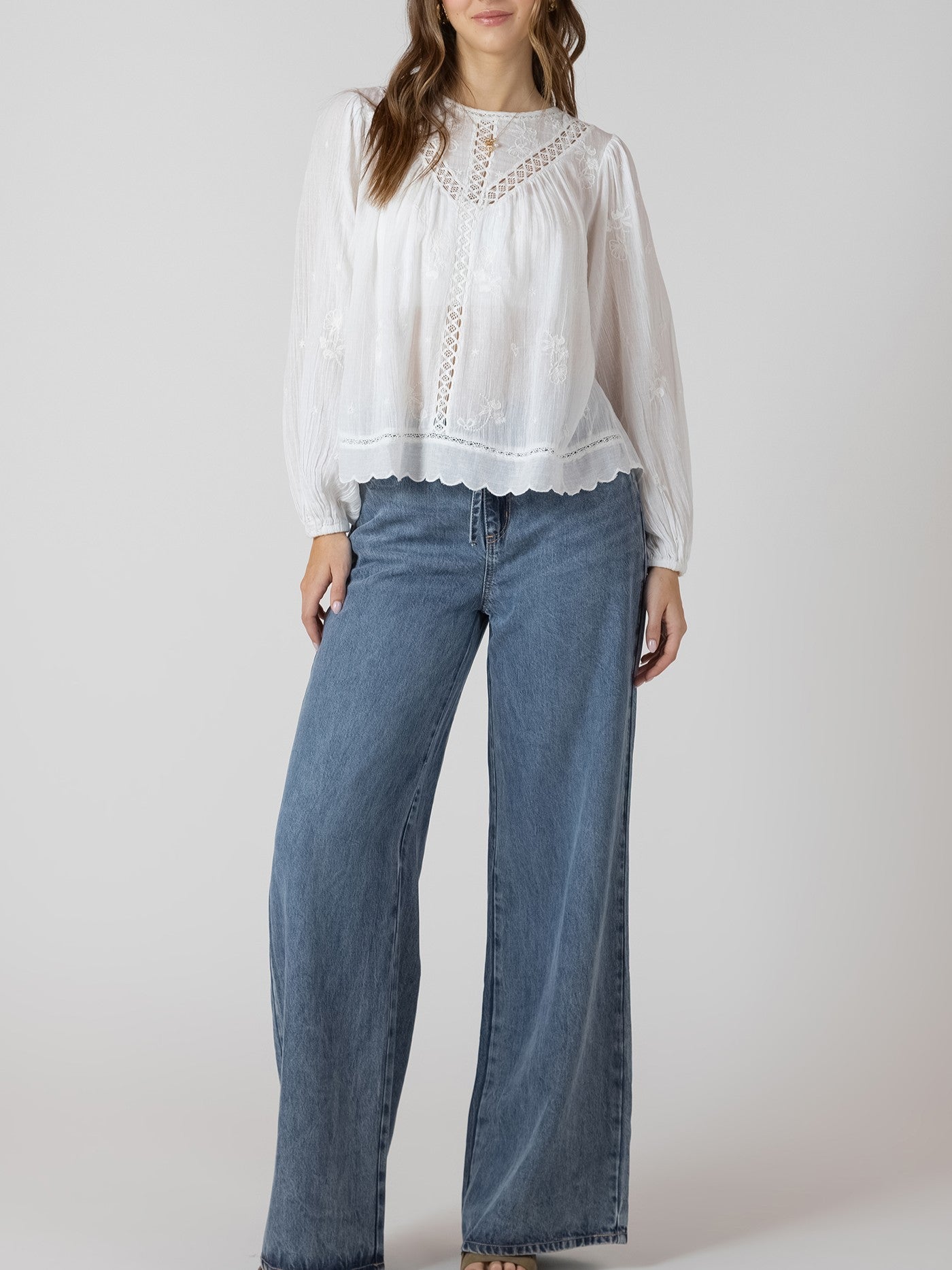 DEX Crochet Detail Embroidered Blouse