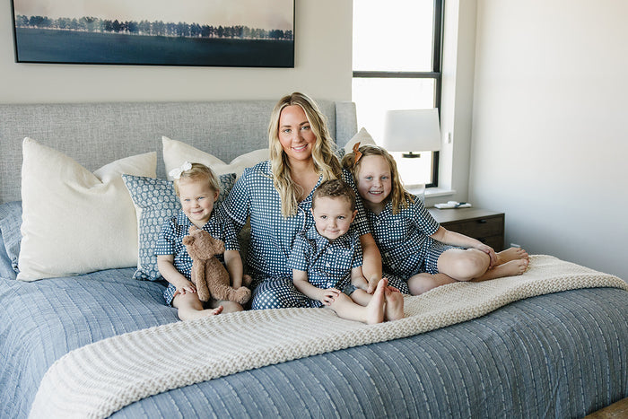 Women's Navy Gingham Lounge Set