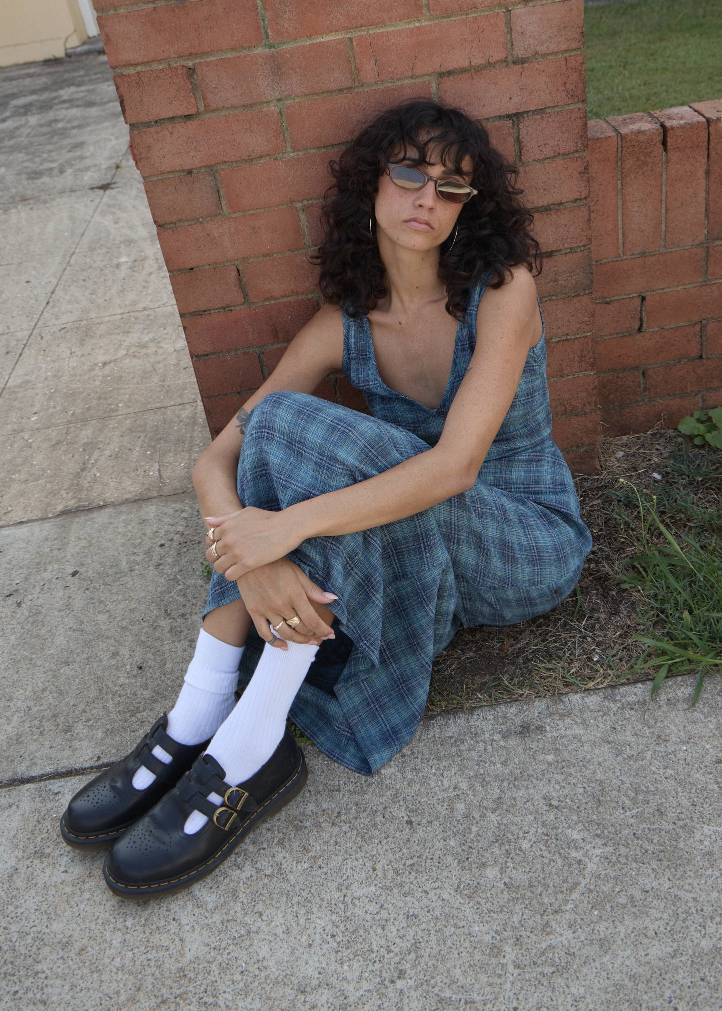 AFENDS Womens Tully - Seersucker Maxi Dress - Position Navy Check