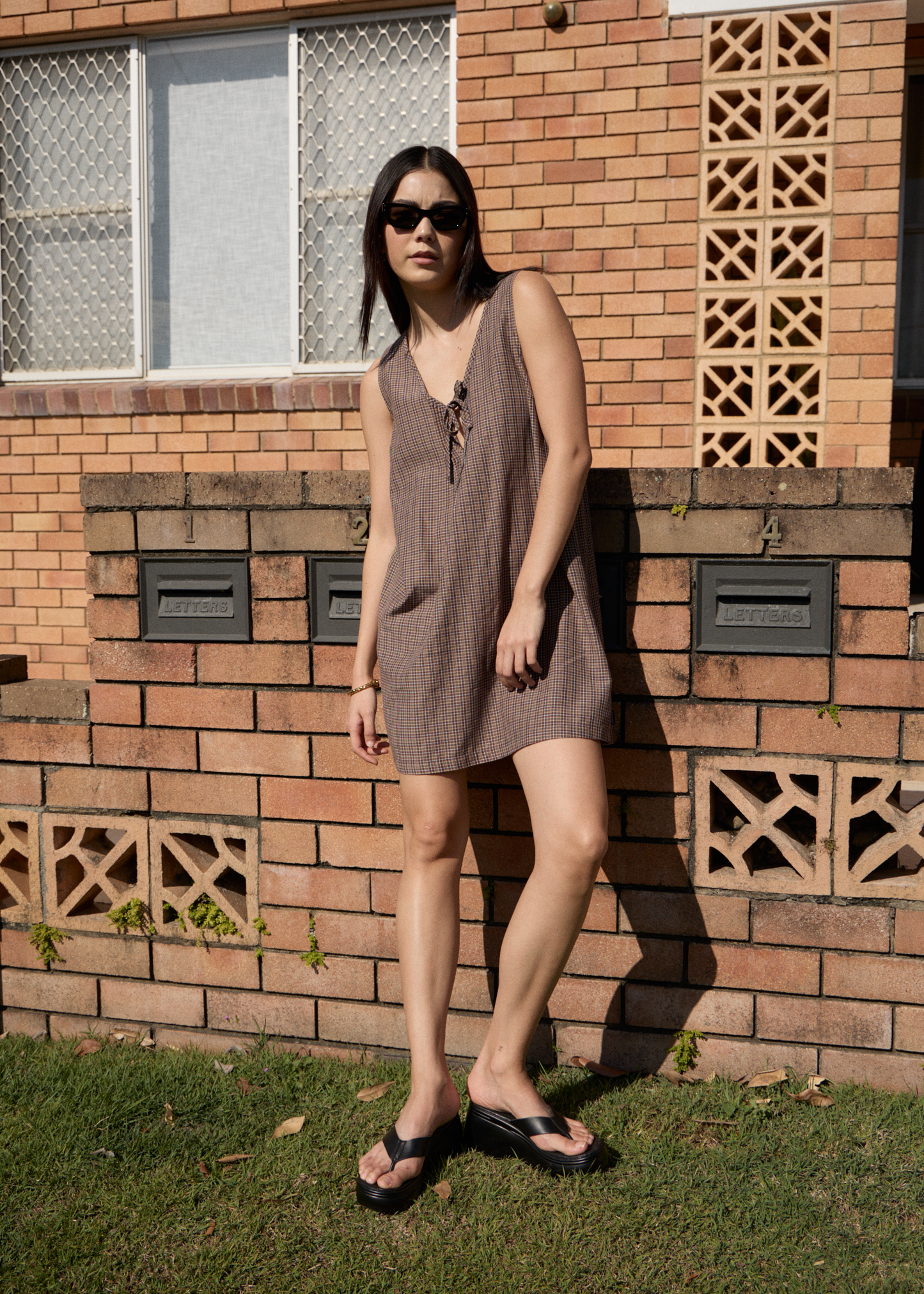 AFENDS Womens Hometown Michi - Mini Dress - Coffee