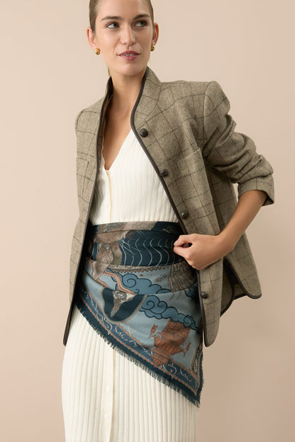Brown Check Plaid Wool Dalton Jacket