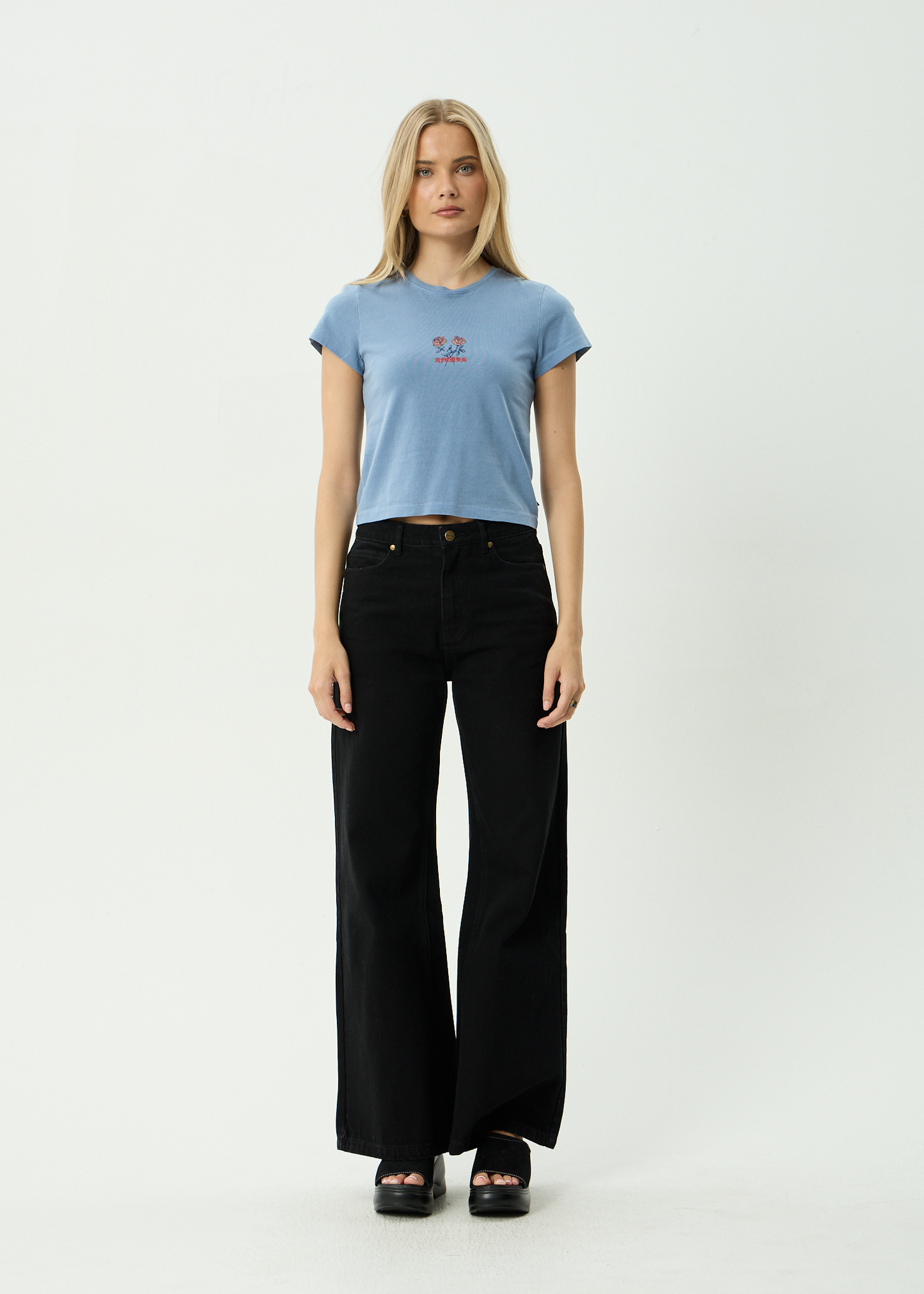AFENDS Womens Romantics - Baby Tee - Slate Blue
