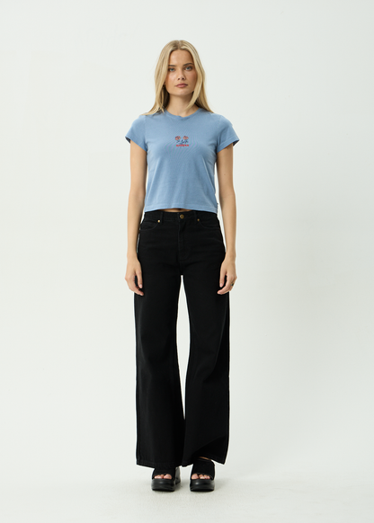 AFENDS Womens Romantics - Baby Tee - Slate Blue