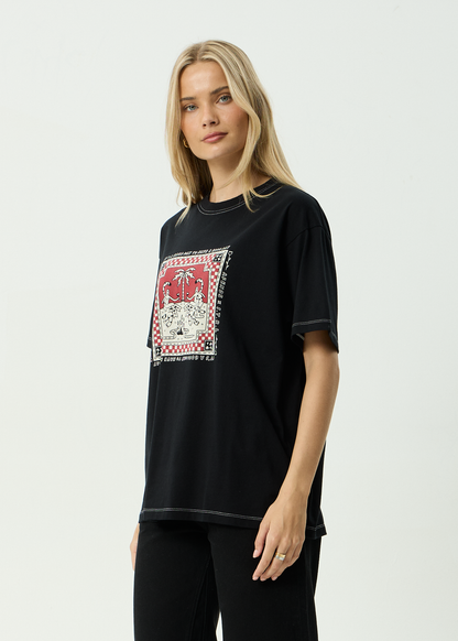 AFENDS Womens Have A Good Day - Oversized Tee - Black