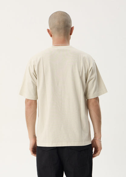 AFENDS Mens Genesis - Heavyweight Boxy Tee - Moonbeam