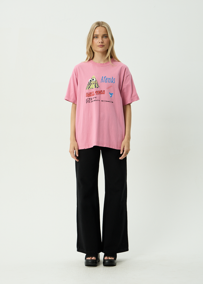 AFENDS Mens Shell Times - Boxy Tee - Washed Marrakesh