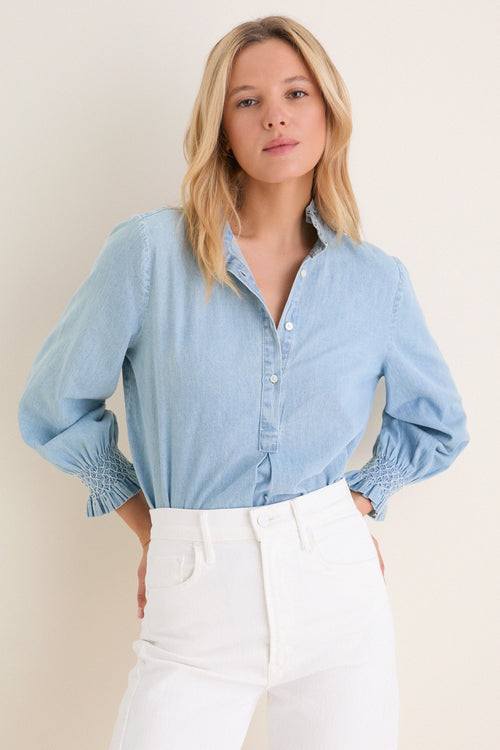Chambray Teagan Popover Top