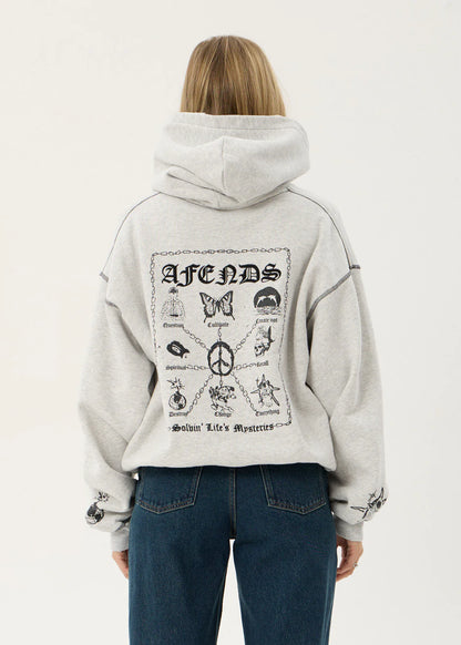 AFENDS Mens Spiritual - Distressed Boxy Hood - Grey Marle