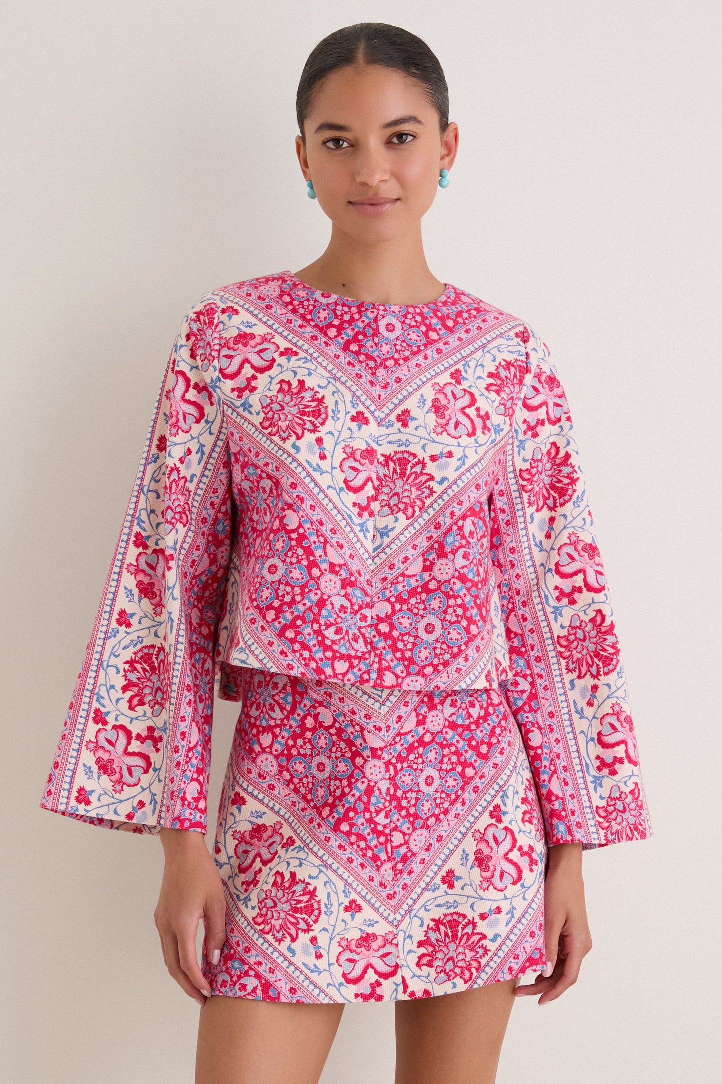 Cerise Chevron Cotton Maxine Top