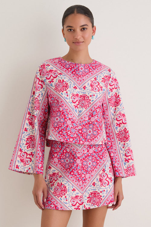 Cerise Chevron Cotton Maxine Top