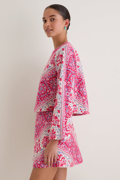 Cerise Chevron Cotton Maxine Top