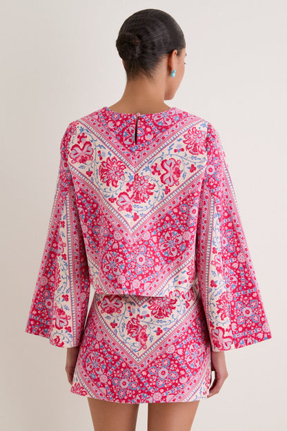 Cerise Chevron Cotton Maxine Top