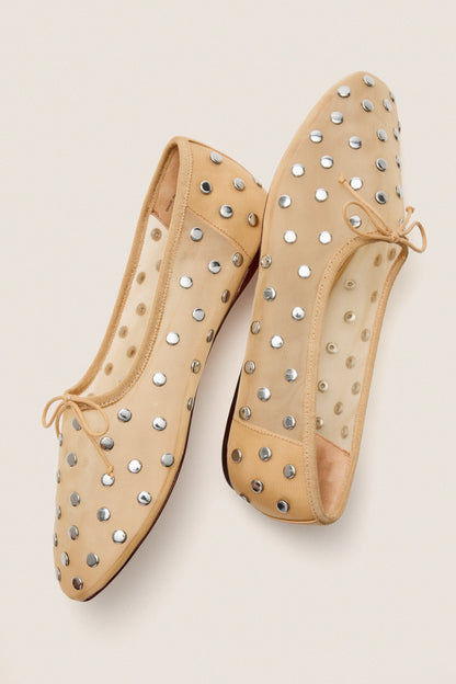 Caramel Mesh With Silver Studs Landon Flats