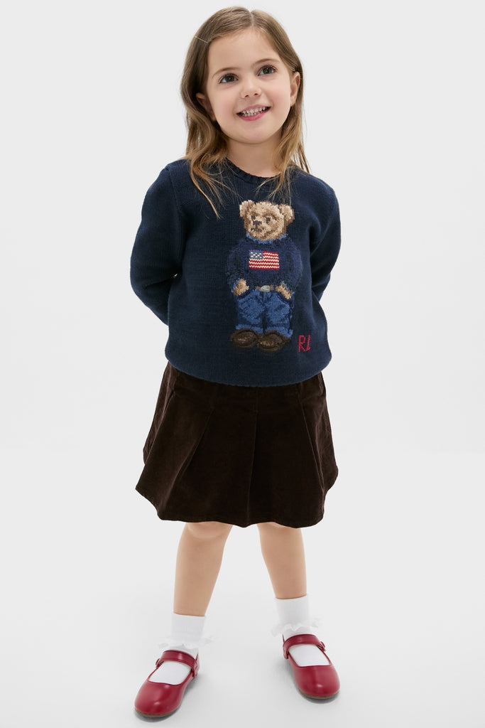 Boys Long-Sleeve Flag Bear Crewneck Sweater