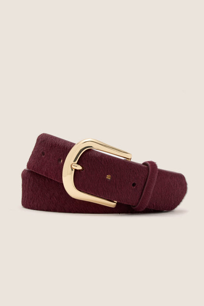 Burgundy Kennedy Calf-Hair Belt