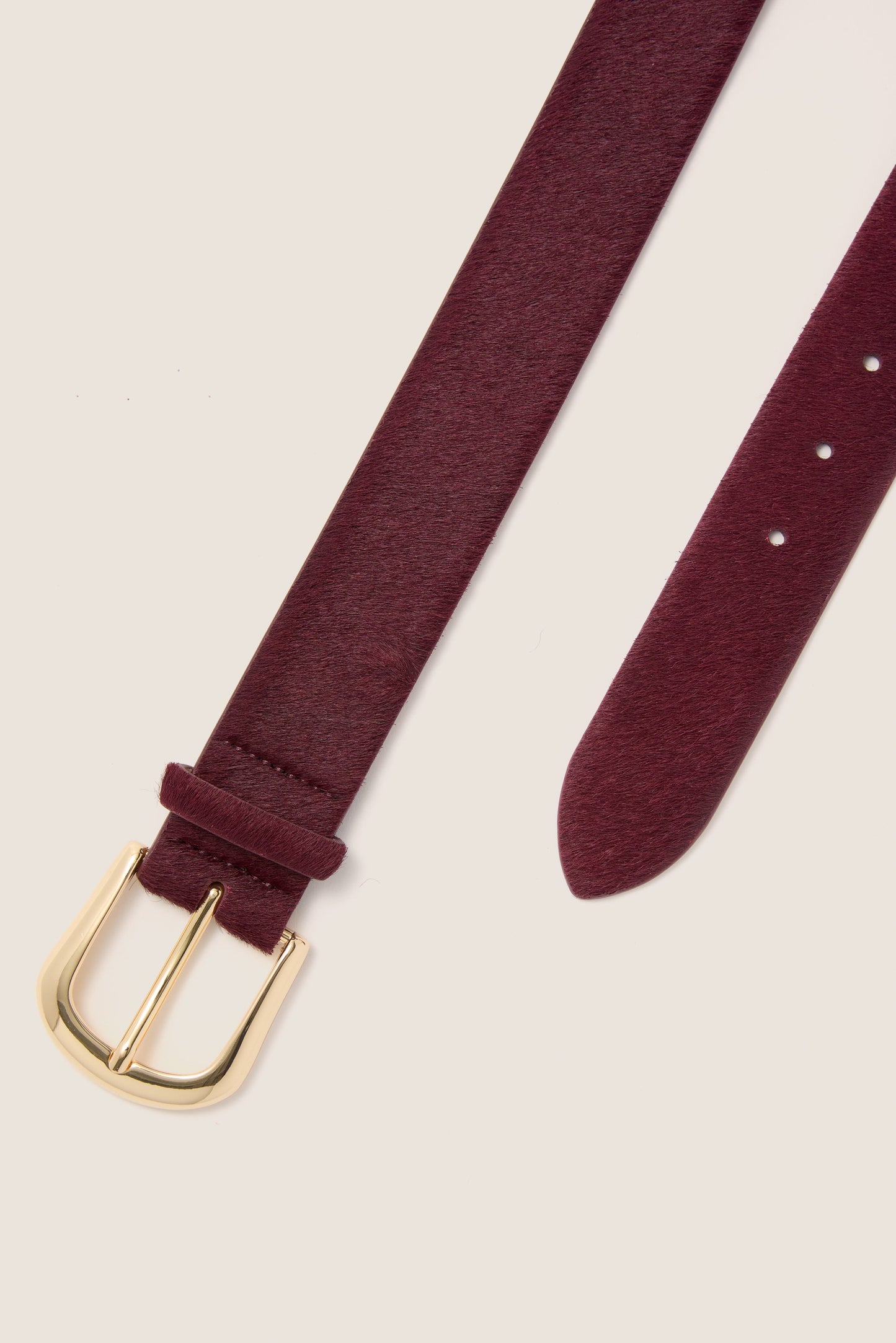 Burgundy Kennedy Calf-Hair Belt