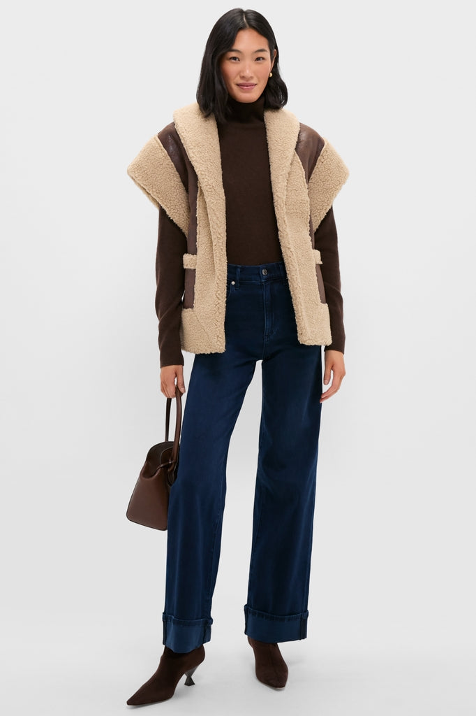 Brown Ace Faux Shearing Vest