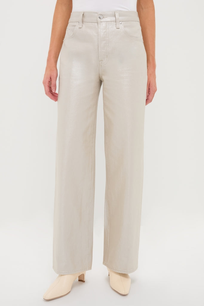 Champagne Luster Tate High Rise Bowed Wide Leg