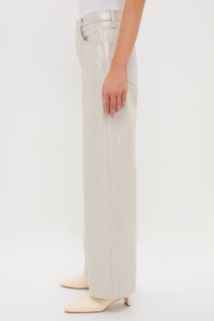 Champagne Luster Tate High Rise Bowed Wide Leg
