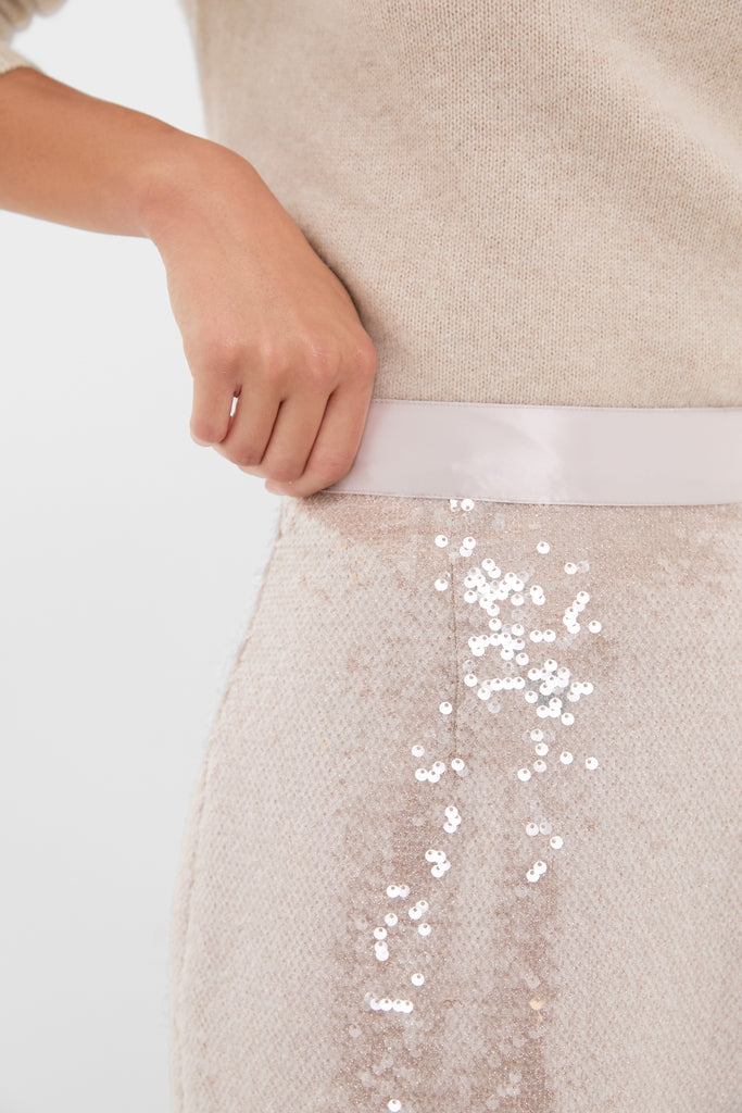 Champagne Sequin Clayton Midi Skirt