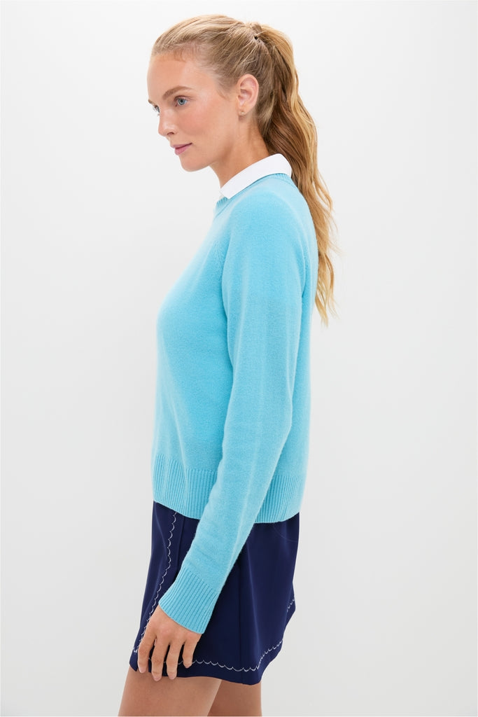 Bright Blue Washable Cashmere Malcolm Crewneck