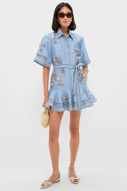 Blue Villa Romantica Mini Dress