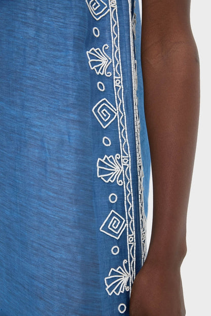 Blue Yasmeen Embellished Midi Dress