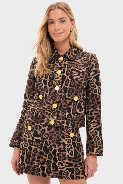 Brown Multi Patch Leopard Nyx Crop Jacket