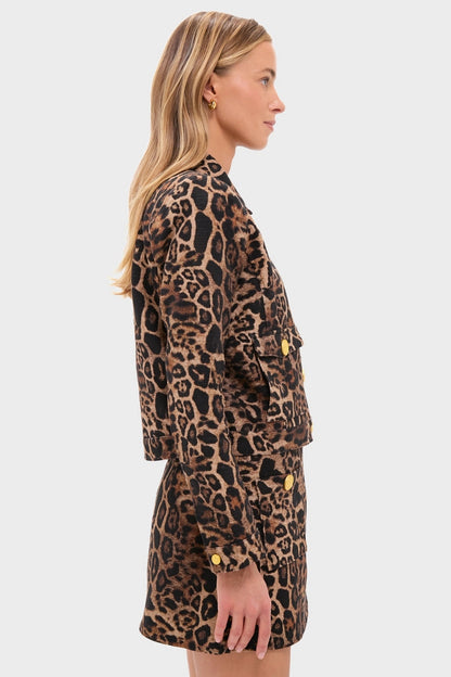 Brown Multi Patch Leopard Nyx Crop Jacket