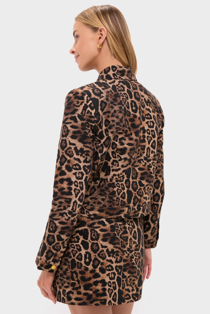 Brown Multi Patch Leopard Nyx Crop Jacket