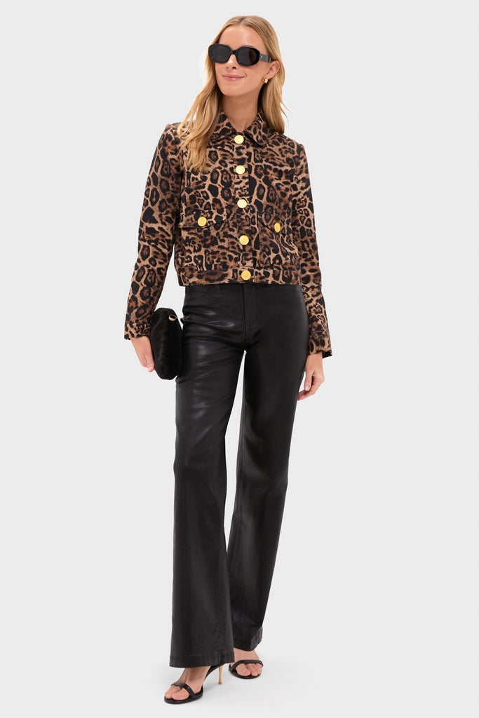 Brown Multi Patch Leopard Nyx Crop Jacket