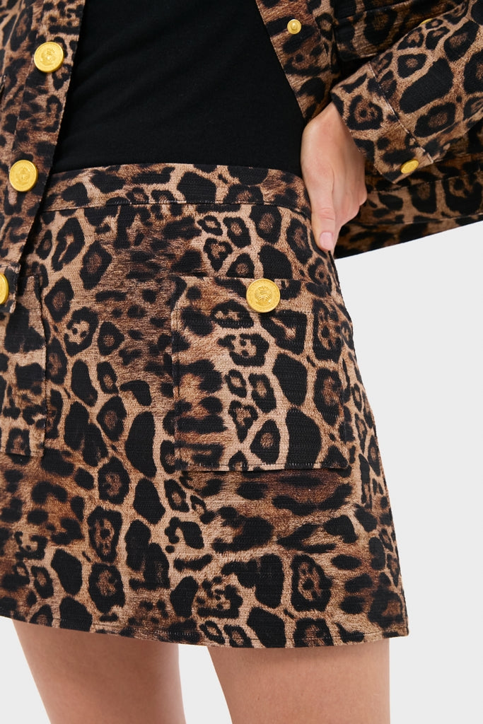 Brown Multi Cyra Low Rise Mini Skirt