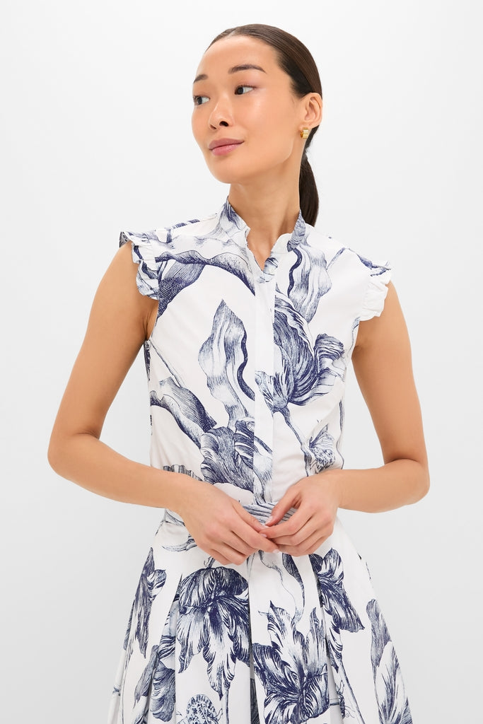 Botanical Engraving Ivory Sleeveless Top