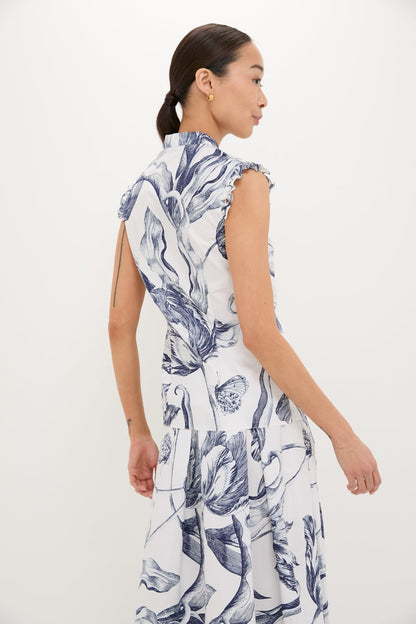 Botanical Engraving Ivory Sleeveless Top