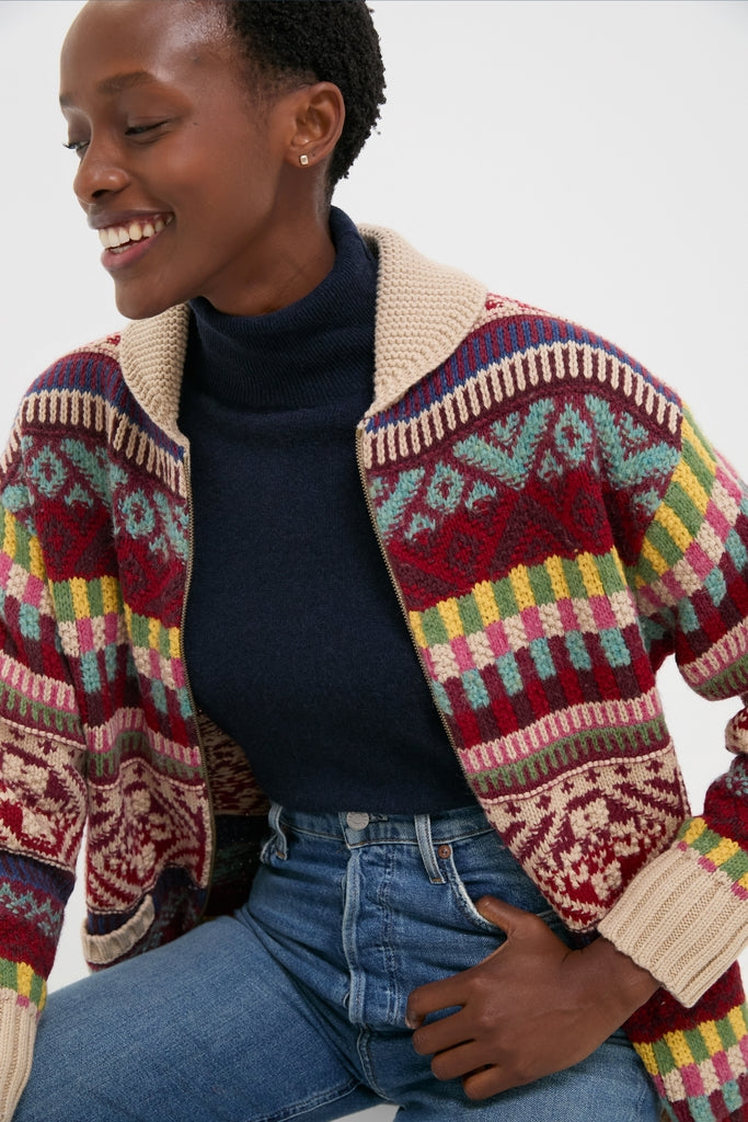 Brick Multi Cotton Wool Blend Sweater