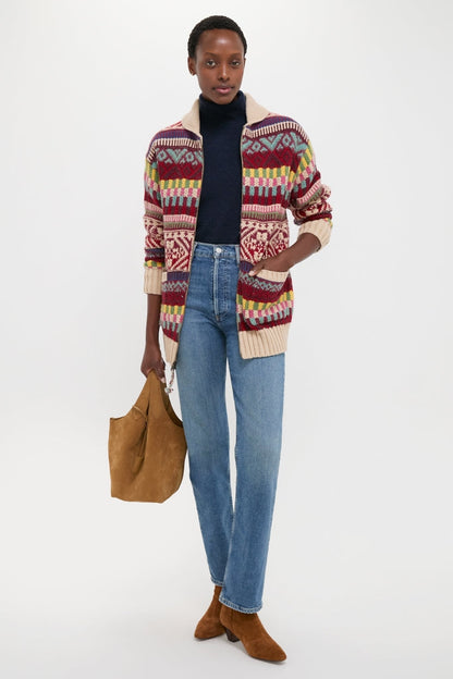 Brick Multi Cotton Wool Blend Sweater