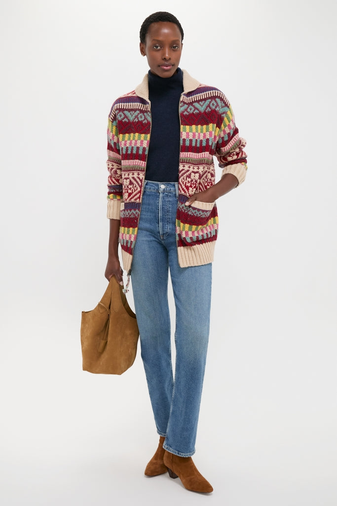 Brick Multi Cotton Wool Blend Sweater