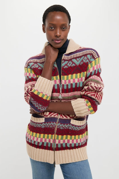 Brick Multi Cotton Wool Blend Sweater