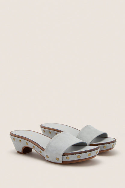 Blue Suede Rosalie Clog Sandals