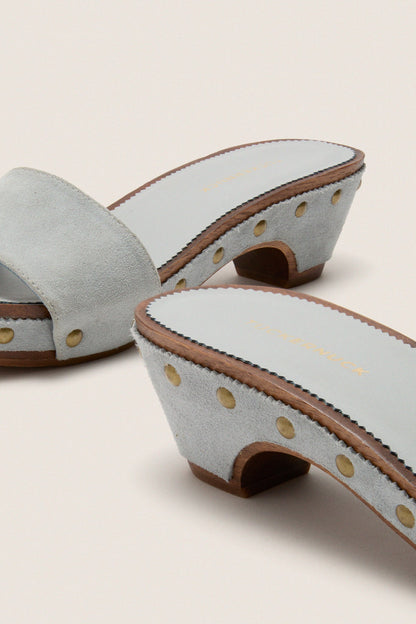 Blue Suede Rosalie Clog Sandals