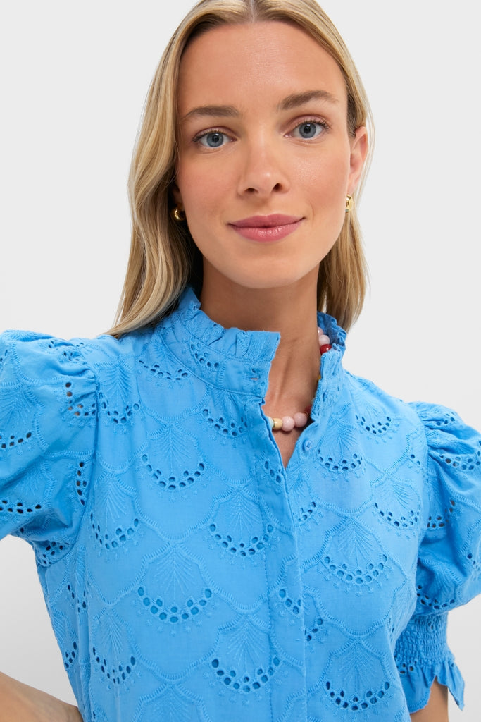 Cerulean Eyelet Bennett Mini Dress