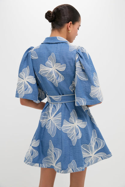 Chambray & Ivory Embroidery Cindy Mini Dress