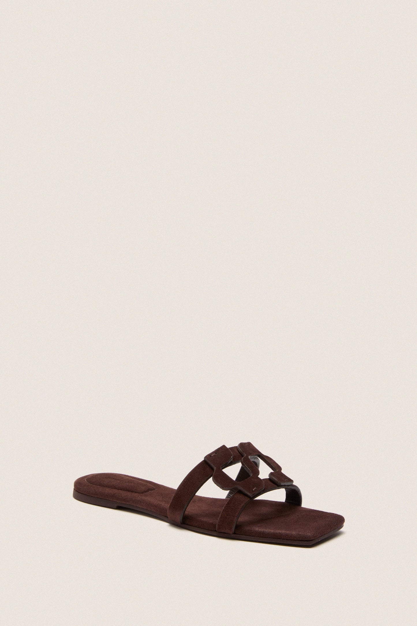 Cacao Simkhai Monogram Suede Flat Slides