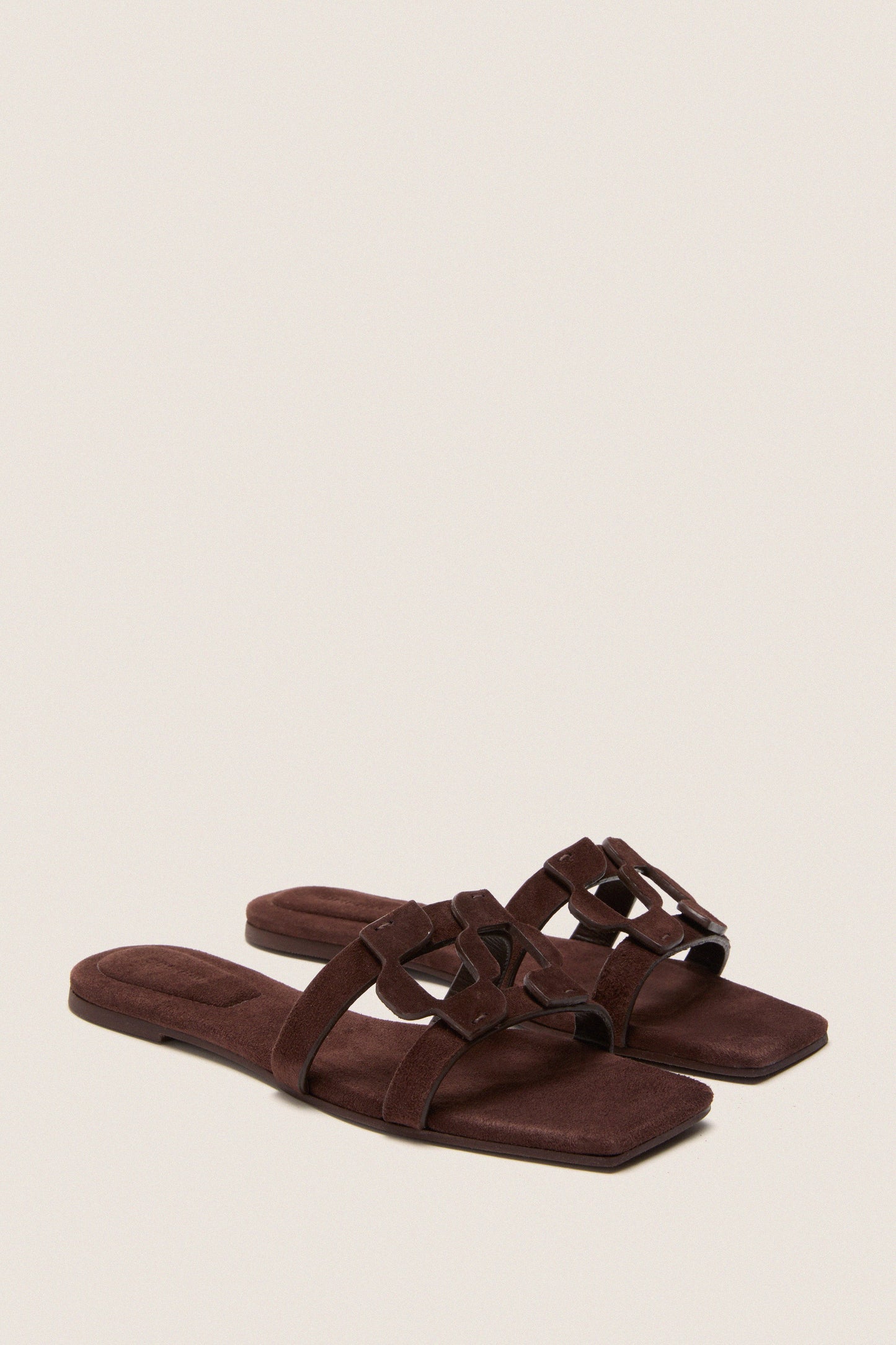 Cacao Simkhai Monogram Suede Flat Slides