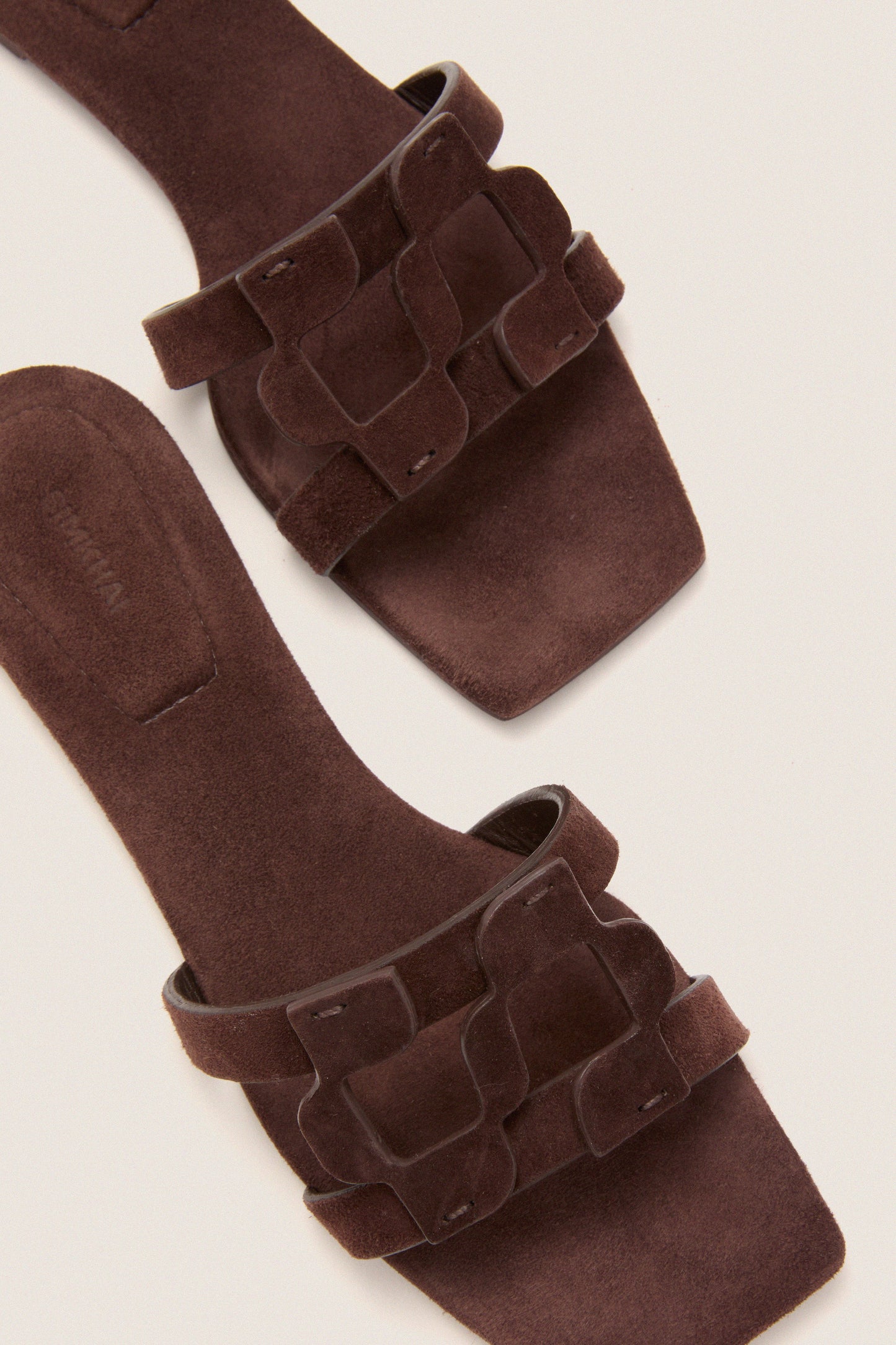 Cacao Simkhai Monogram Suede Flat Slides