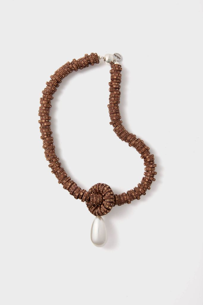 Brown Pearl Drop Necklace