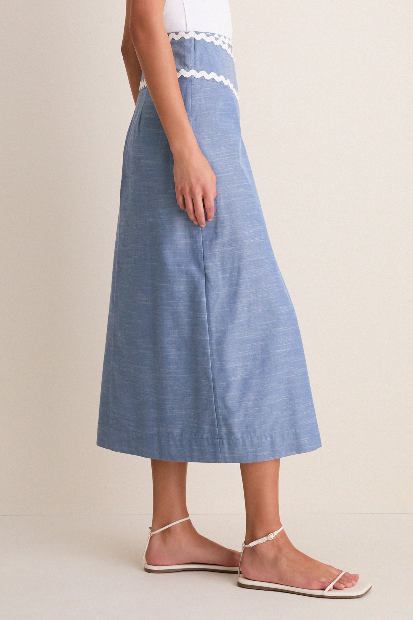 Chambray Ric Rac Marcy Maxi Skirt