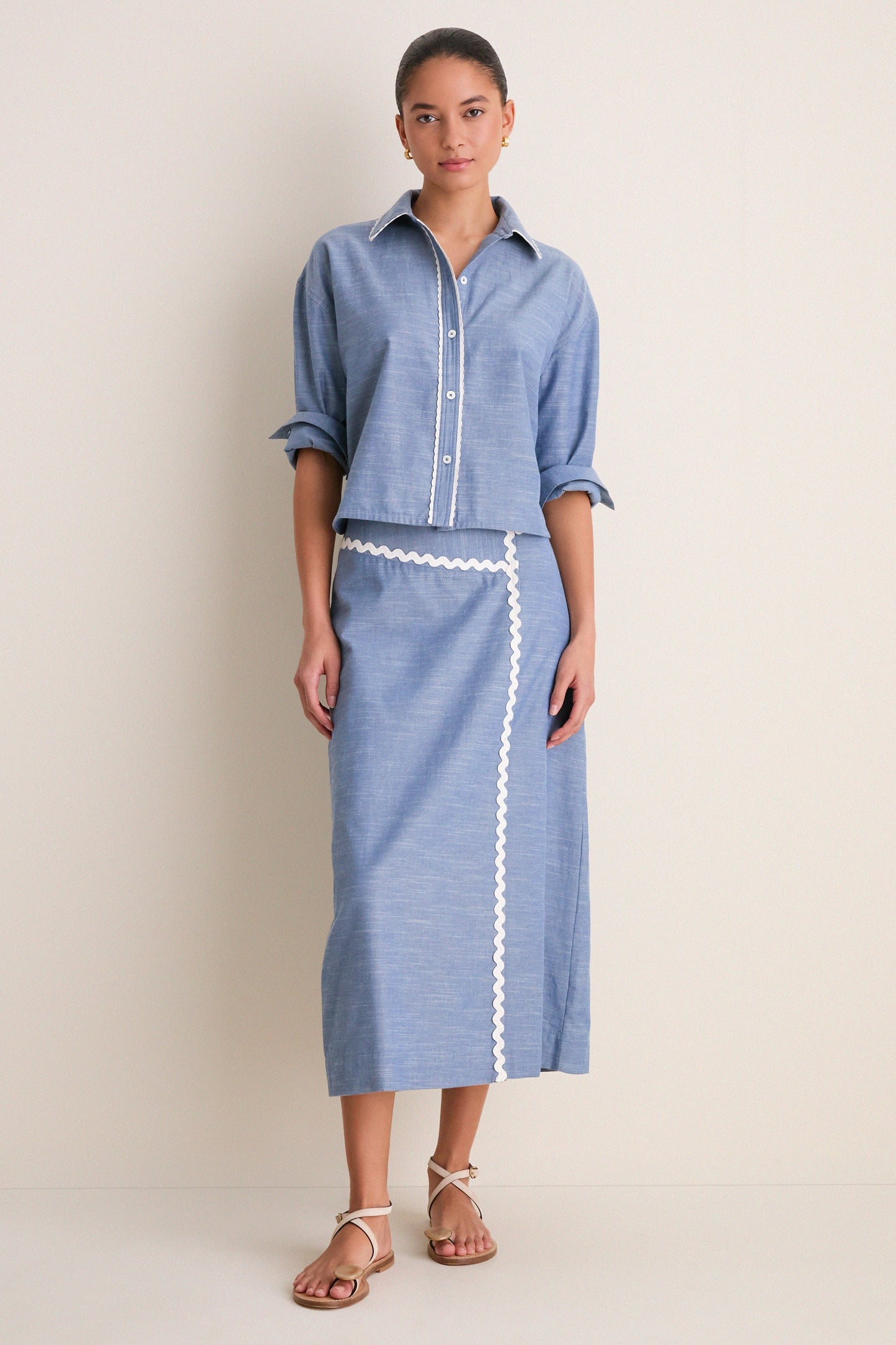 Chambray Ric Rac Marcy Maxi Skirt