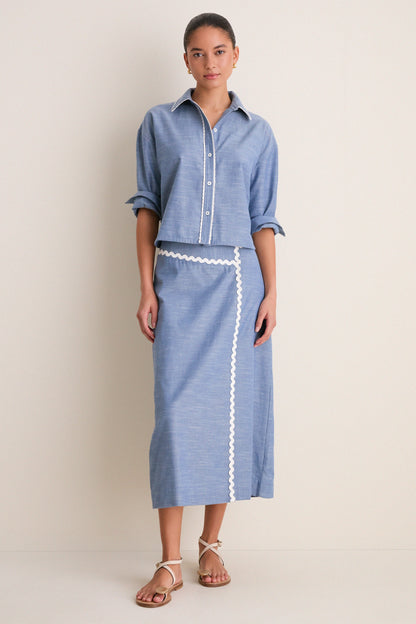 Chambray Ric Rac Marcy Maxi Skirt