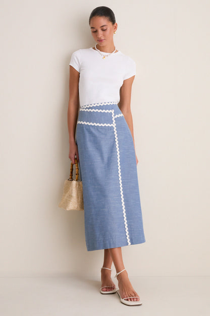 Chambray Ric Rac Marcy Maxi Skirt